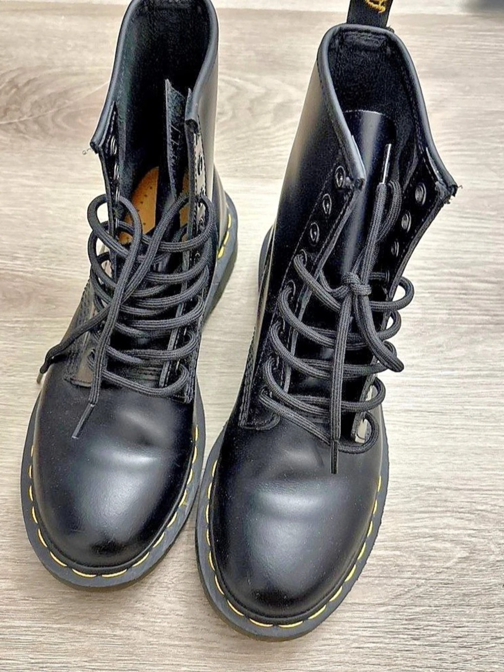 Dr. Martens 1460 W Smooth Leather Lace-Up Boots W Combat Boots Black US 7